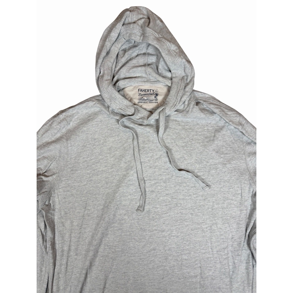 Faherty Mens XL Sunwashed Hoodie Gray Organic Cotton Lightweight Pullover Peru